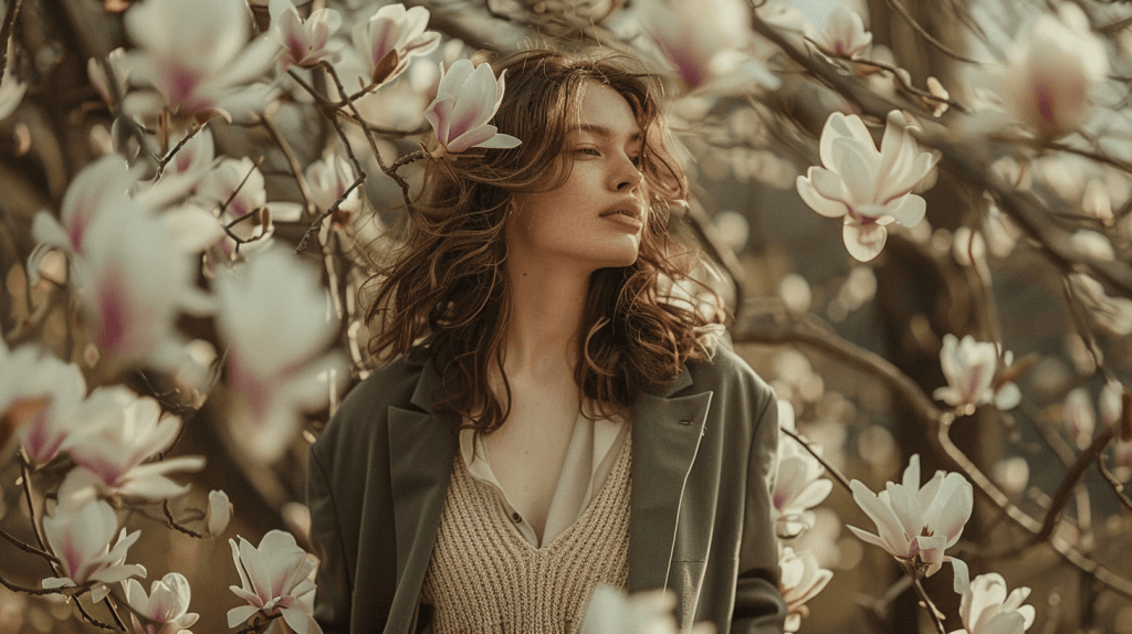 Образ 2: Сукня міді, поверх якої одягнений джемпер (створює ефект спідниці з кофтою), жакет на плечі.