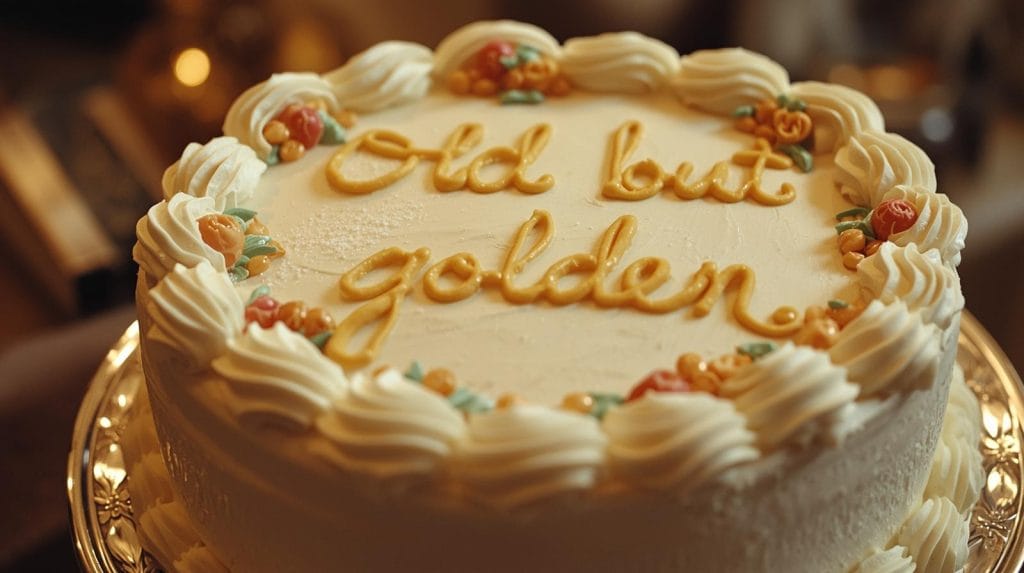 торт з написом _Старий, але золотий_