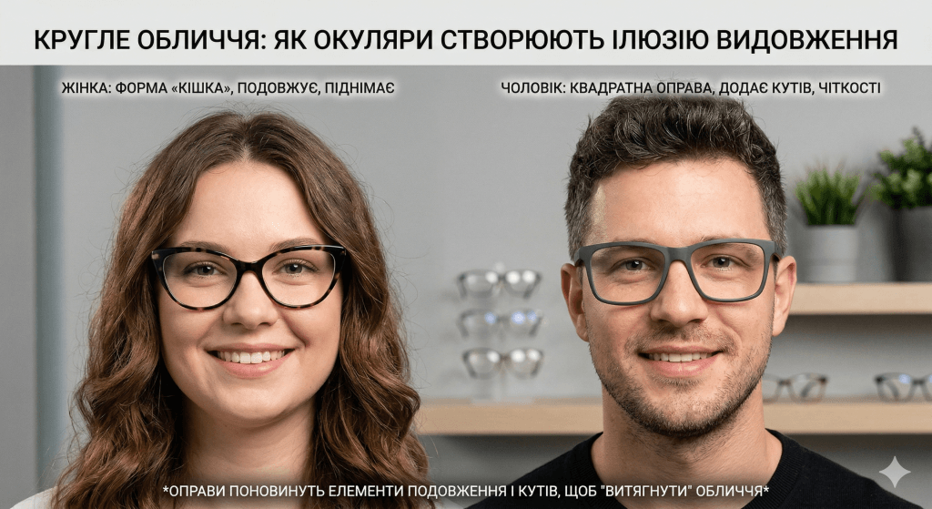 Кругле обличчя як окуляри можуть його «витягнути»