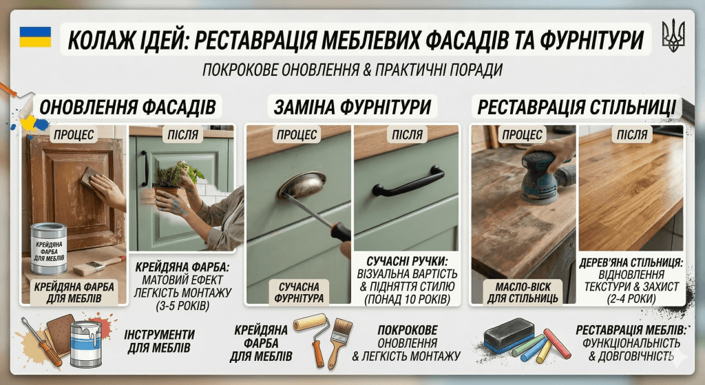 Реставрація меблевих фасадів та фурнітури