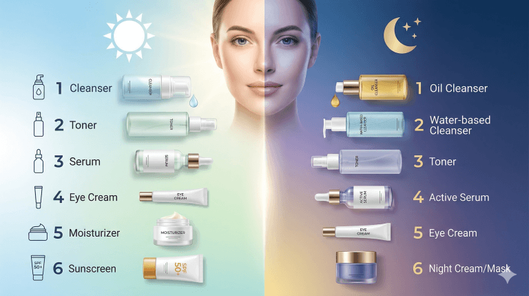 Схема нанесення доглядової косметики що за чим (раноквечір)