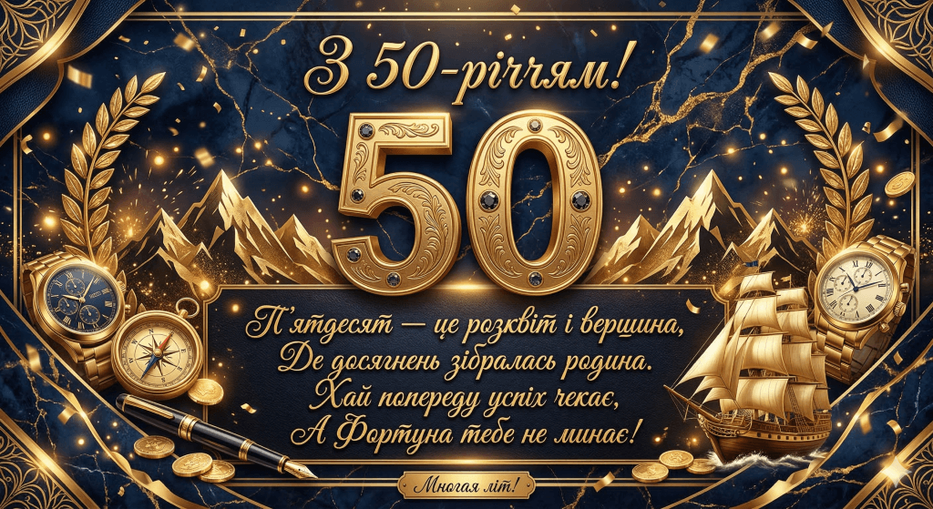 красива картинка з 50 річчям у віршах для чоловіка