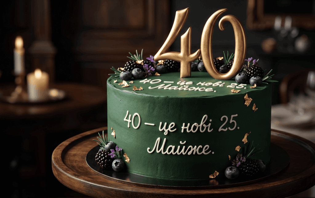 прикольний напис на торт чоловіку 40 50 років — торт ювілей напис золото святковий