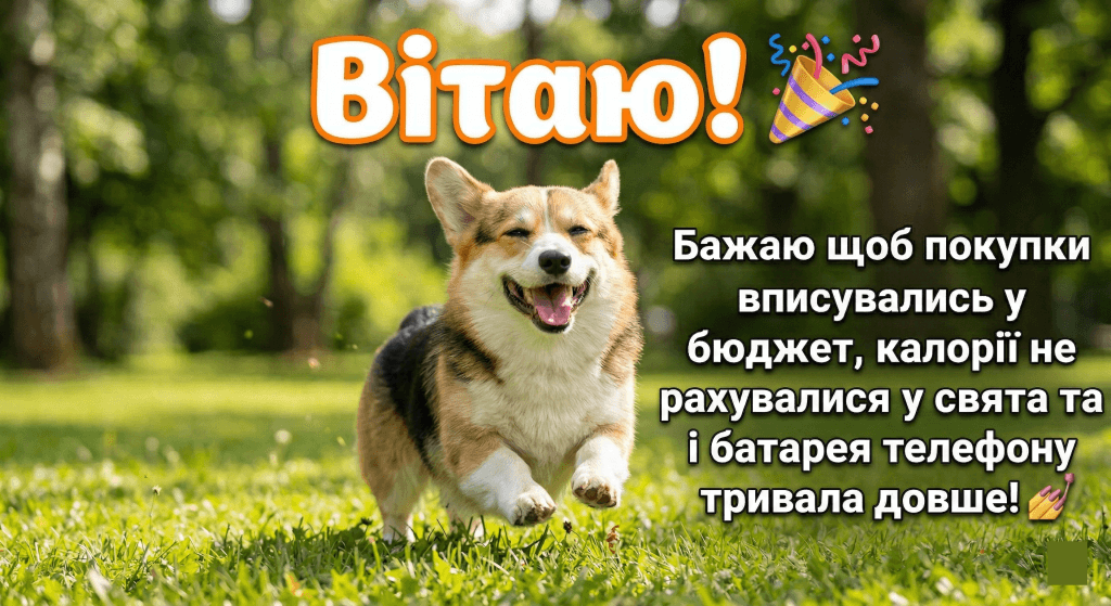 прикольні привітання подрузі з днем народження — корги жарт покупки бюджет калорії телефон гумор