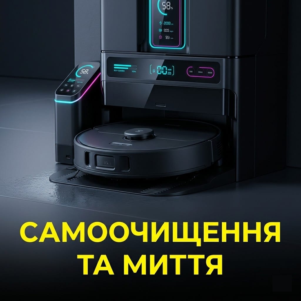 Преміальна базова станція самоочищення миючого робота-пилососа для ідеального прибирання у квартирі з тваринами.
