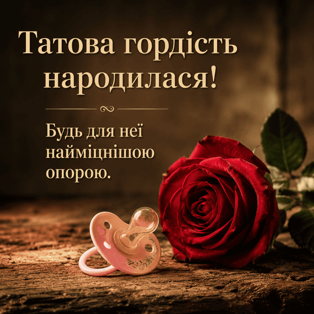 Оригінальне привітання з народженням донечки на українській мові для батька.