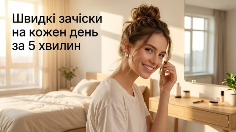 Дівчина з красивою швидкою зачіскою на кожен день, яка зекономила час зранку.