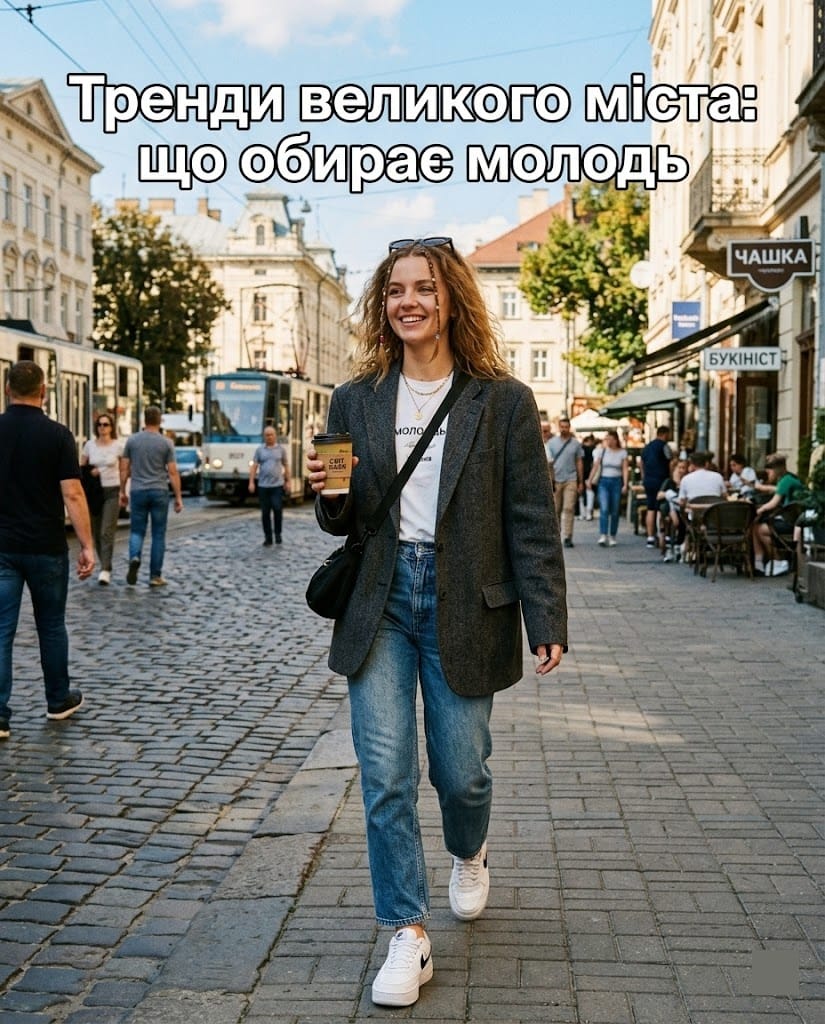 Трендові зачіски студенток Києва: легка текстура волосся та невимушений вуличний стиль.