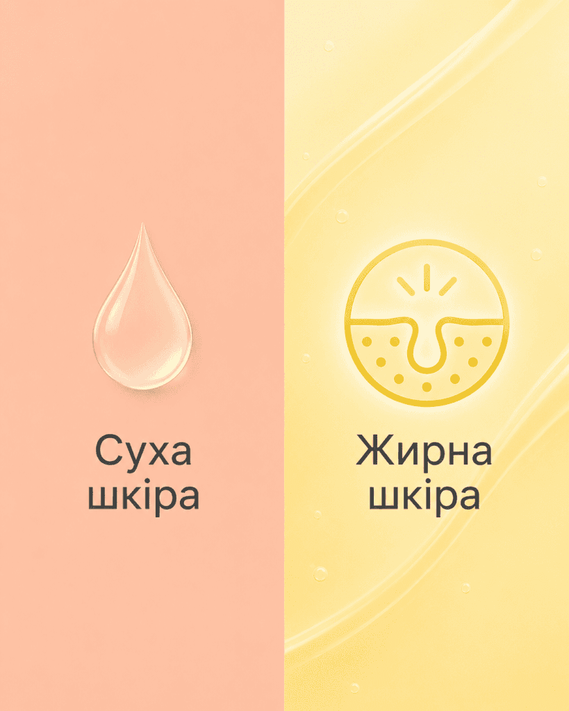 Інфографіка: як визначити свій тип шкіри для парфумів, порівняння сухої та жирної шкіри.