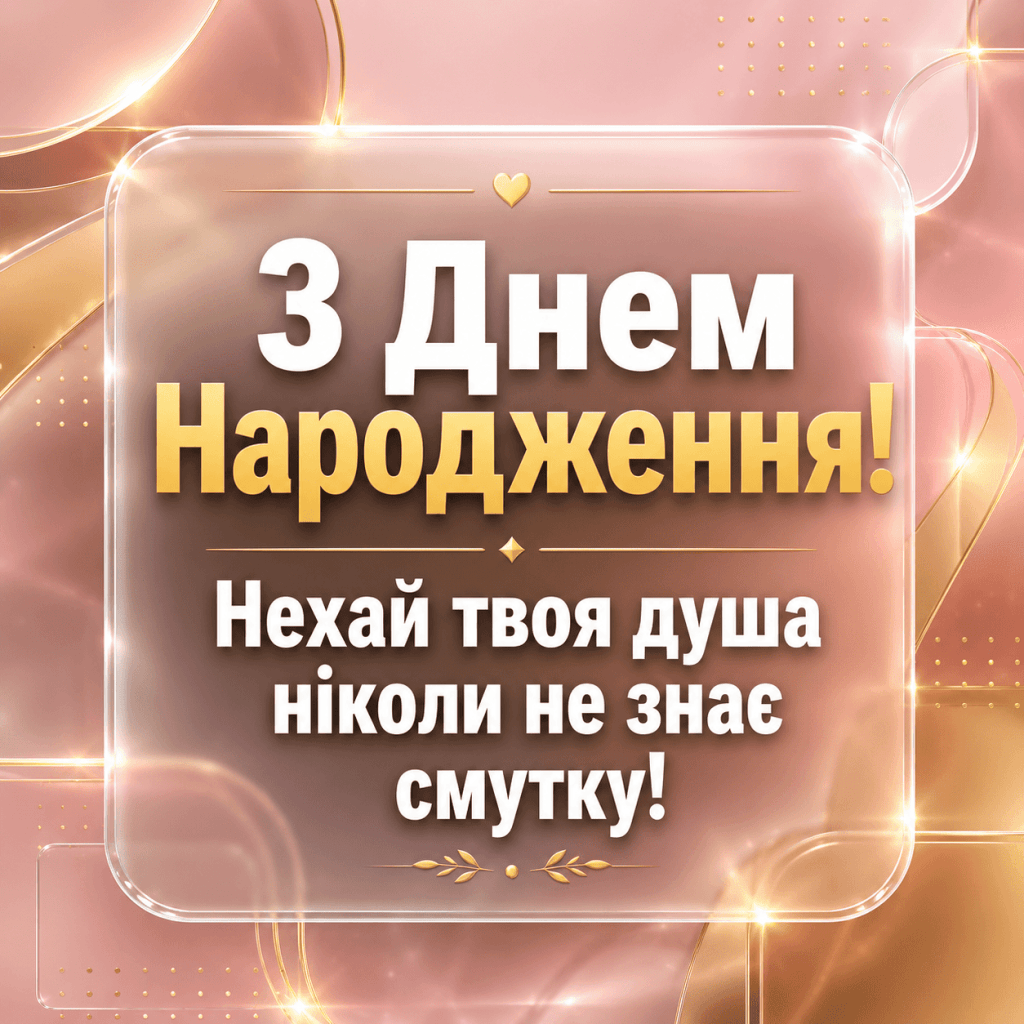 Елегантна напівпрозора скляна панель із зворушливим побажанням для жінки на рожево-золотому тлі.