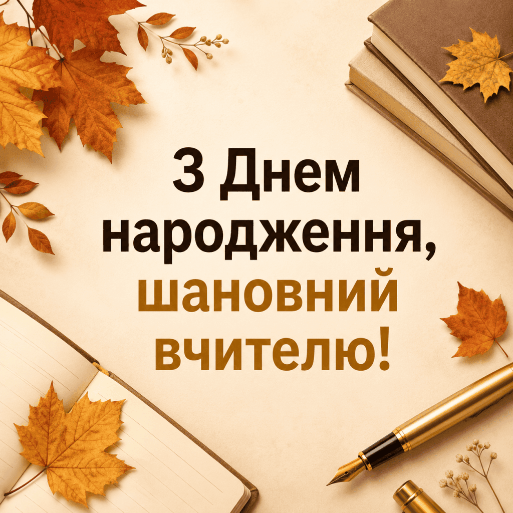 Головна листівка з днем народження вчителю від батьків та учнів