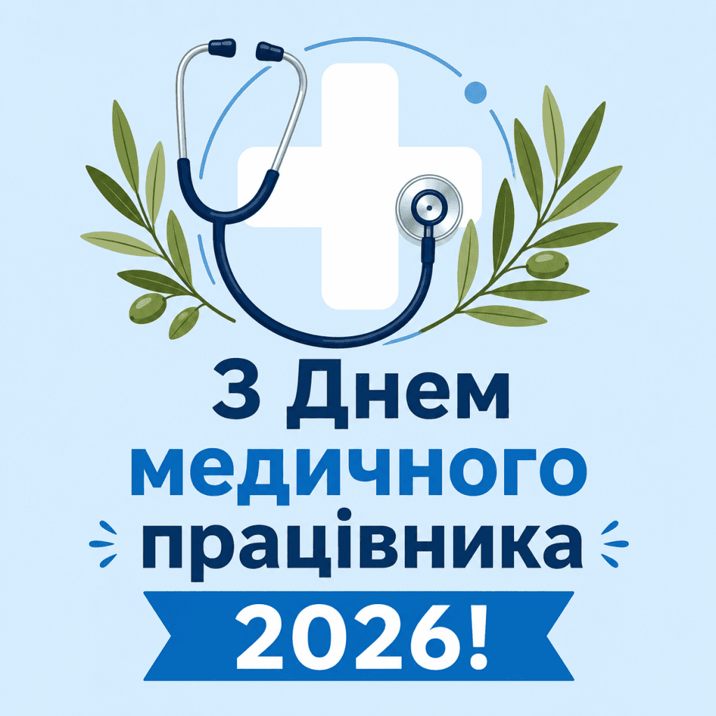 Головна святкова листівка з Днем медичного працівника 2026 року в сучасному стилі.