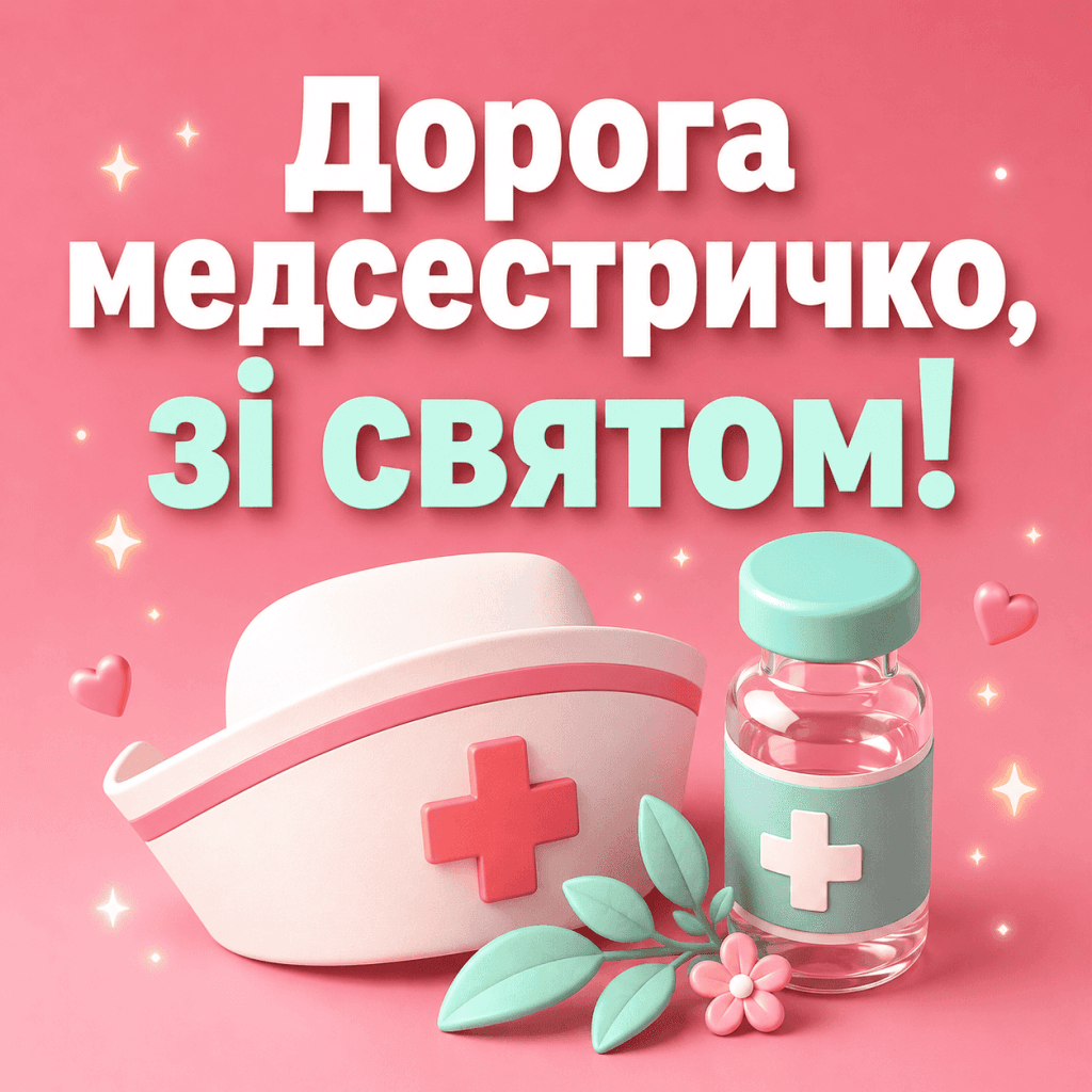 Симпатична ізометрична листівка з привітанням для медичної сестри.