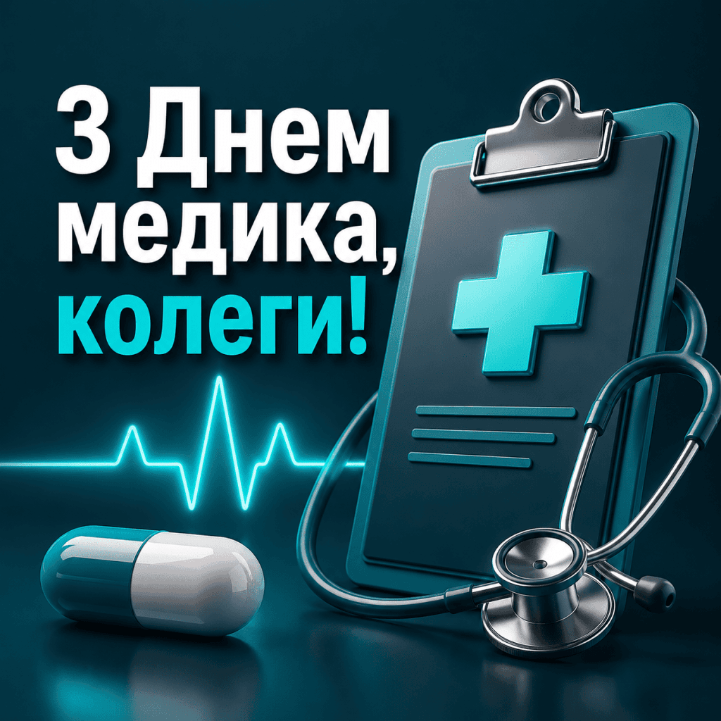 Сучасна 3D листівка для привітання колег по медичній сфері.