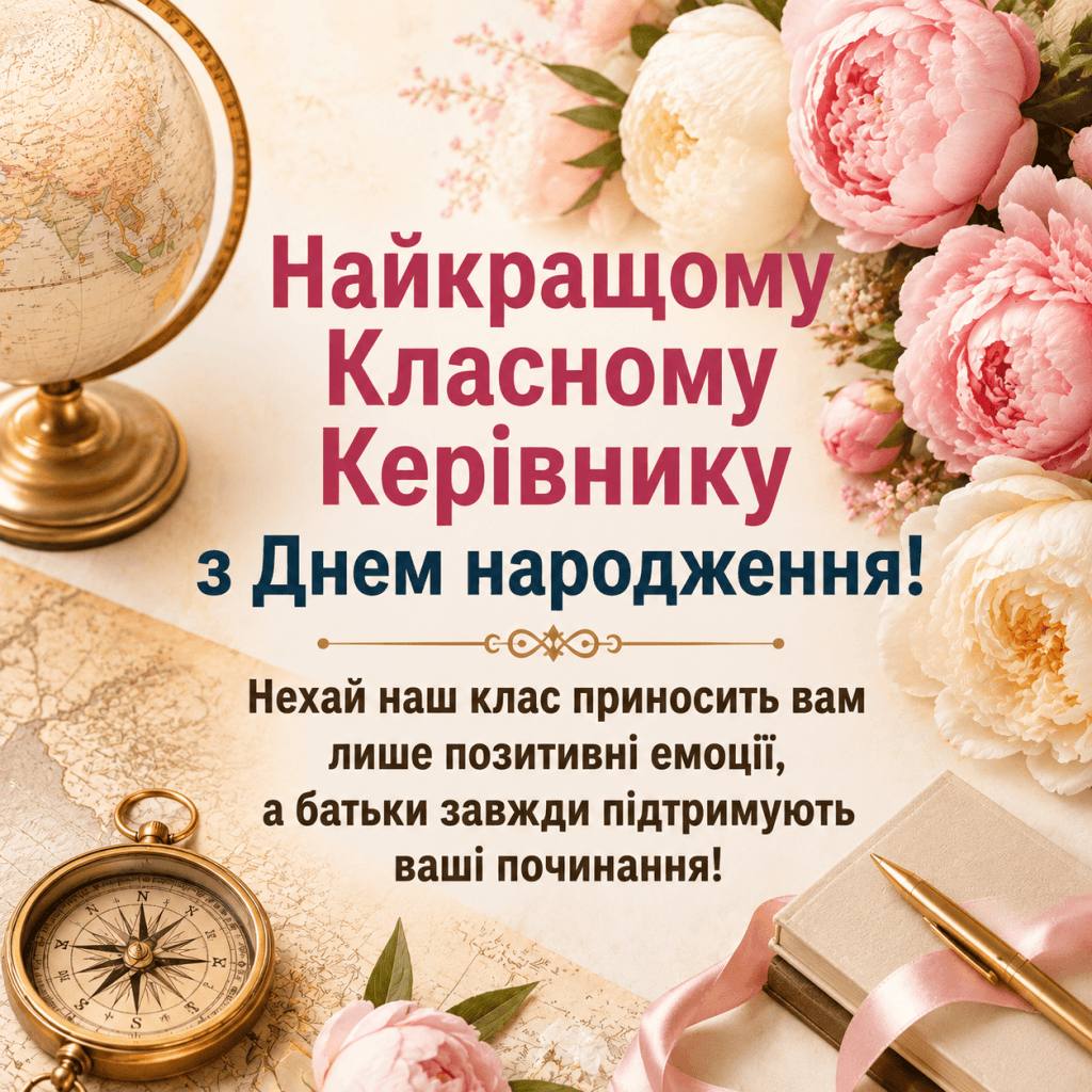 Красиве вітання з днем народження класному керівнику від батьків