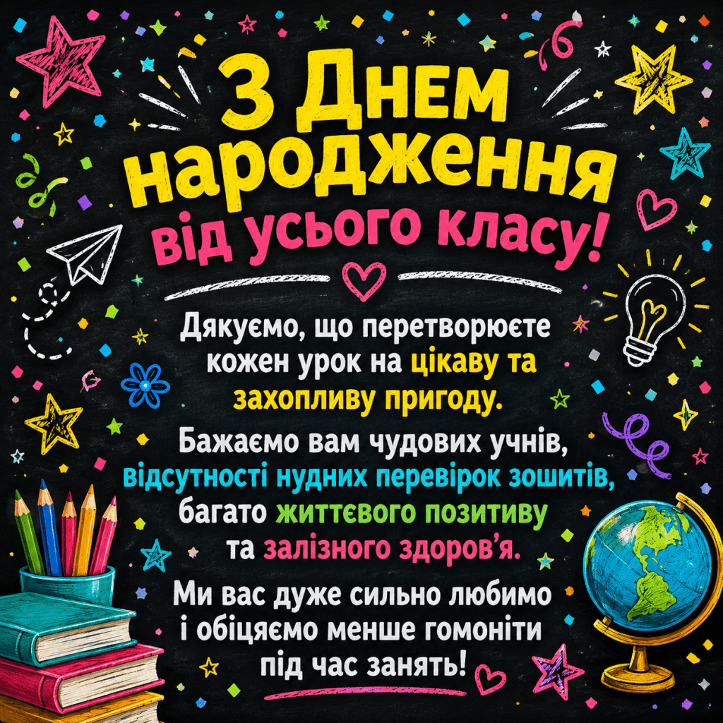 Красива картинка з днем народження вчительці від учнів