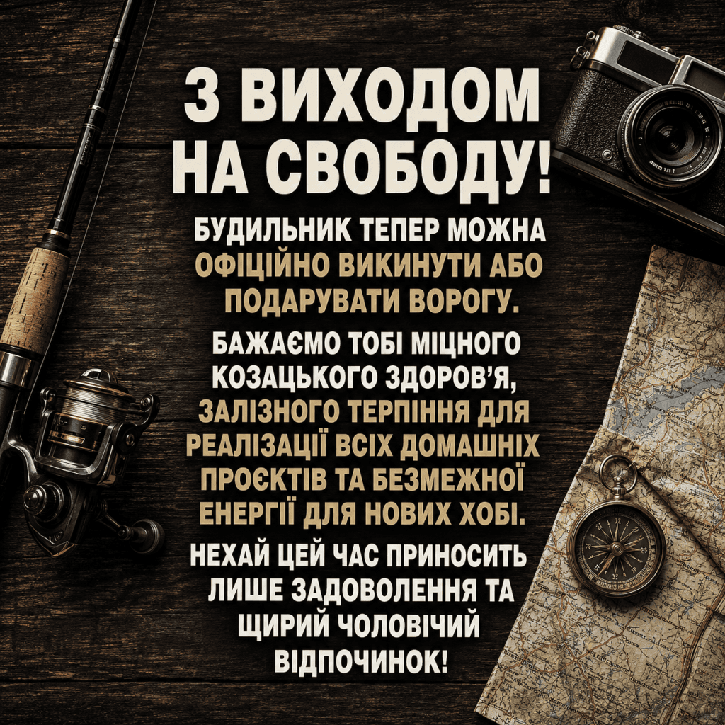 Жартівливі привітання з виходом на пенсію чоловікові із побажаннями яскравого відпочинку.